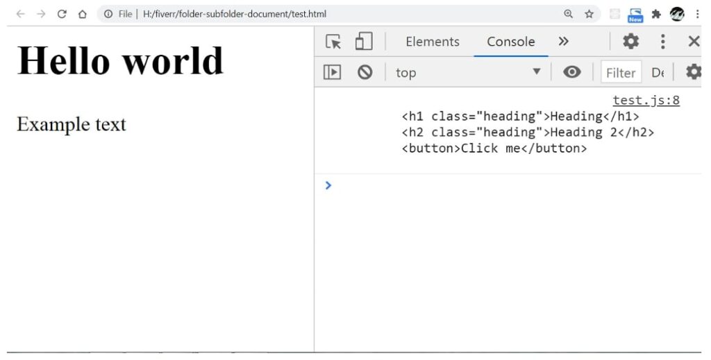 browser output DOM