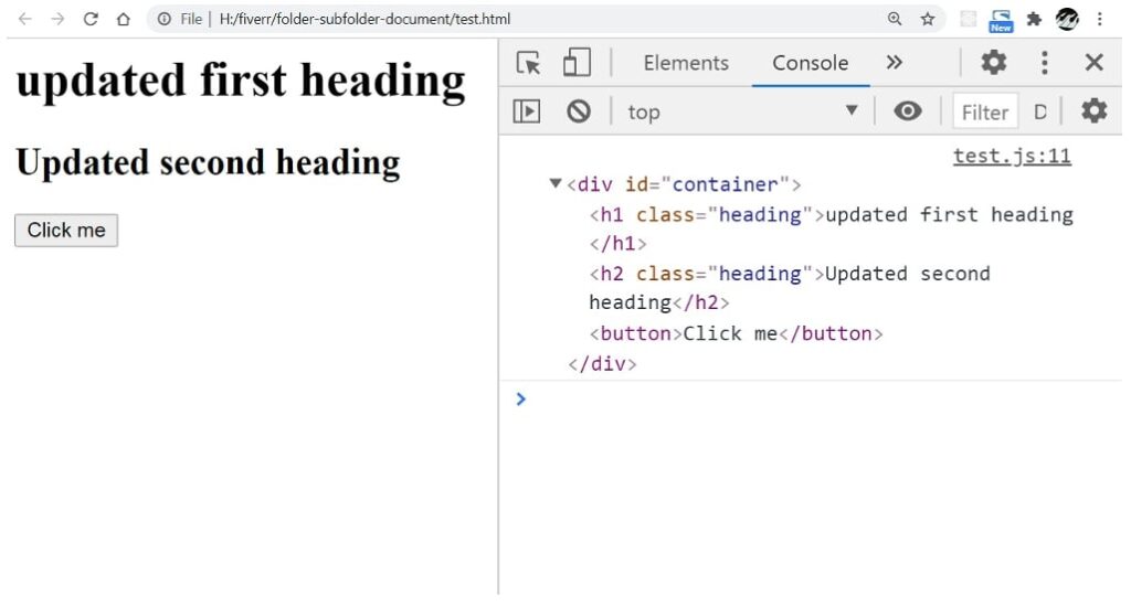 Document Object Model output
